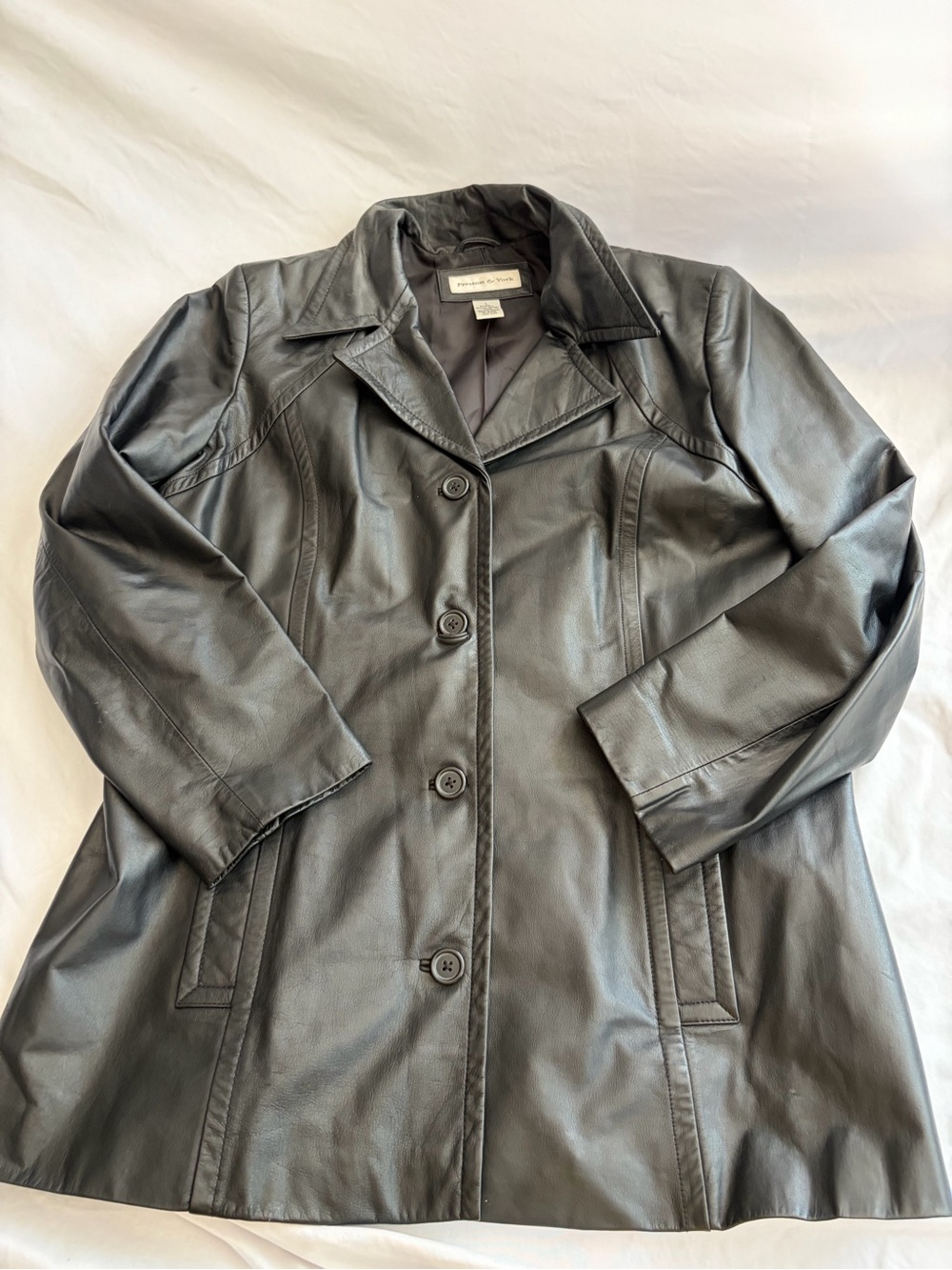 Preston & York Black Leather Button-Front Jacket